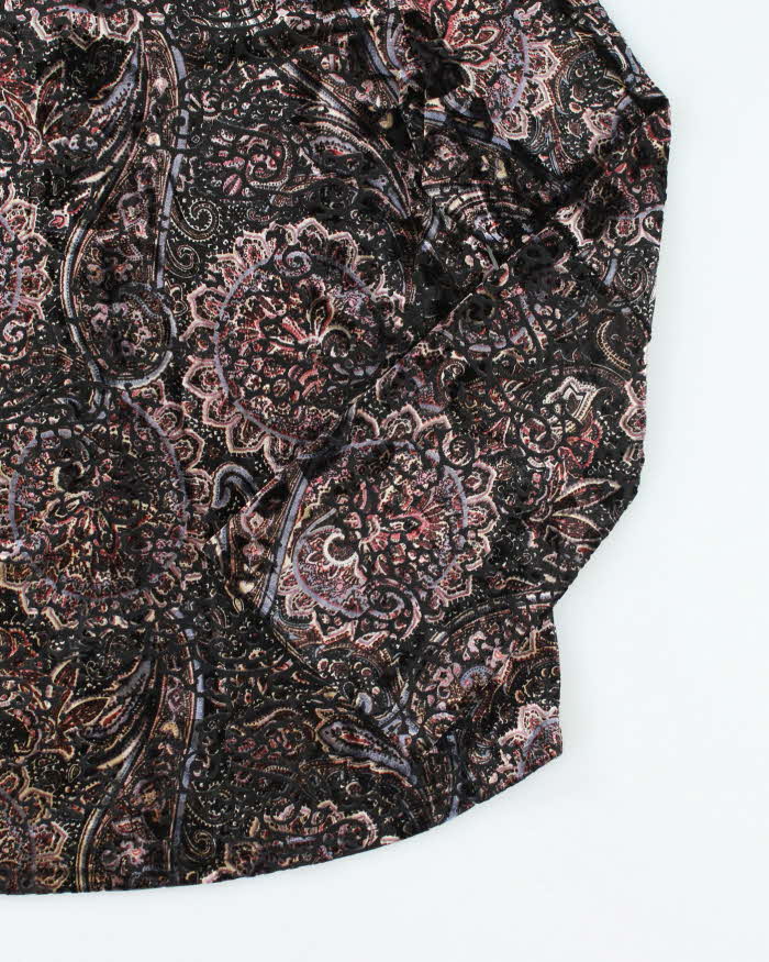 Vintage Y2k 00s Tribal Paisley Pattern Velvet Top - L