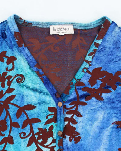 Vintage Y2k 00s Le Chateau Velvet Blouse - S
