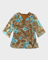 Vintage Y2k 00s Papa Leopard Print Beaded Top - L