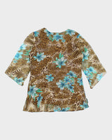 Vintage Y2k 00s Papa Leopard Print Beaded Top - L