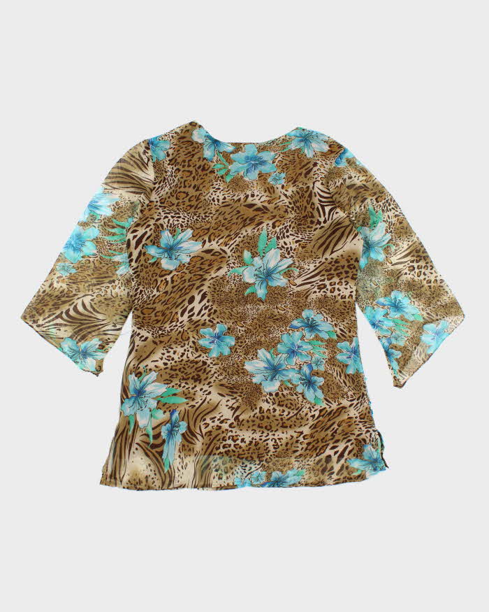 Vintage Y2k 00s Papa Leopard Print Beaded Top - L