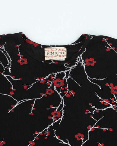 Vintage 90s Kim & Co Cherry Blossom Top - M