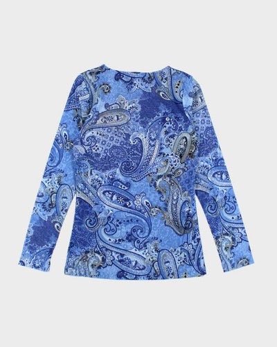 Vintage Y2k 00s Northern Reflections Double Mesh Paisley Pattern Top - M