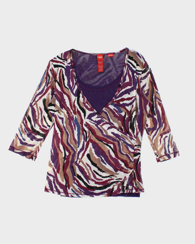 Vintage Y2k 00s Olsen Mesh Wrap Style Top - L