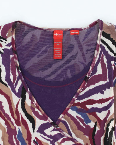 Vintage Y2k 00s Olsen Mesh Wrap Style Top - L