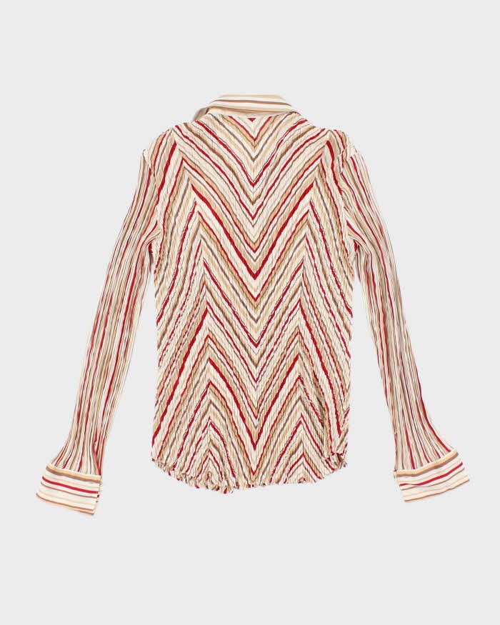 Vintage Y2k 00s Pleated Stripe Blouse - S