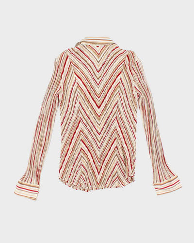 Vintage Y2k 00s Pleated Stripe Blouse - S