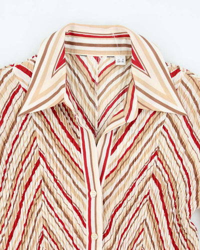 Vintage Y2k 00s Pleated Stripe Blouse - S