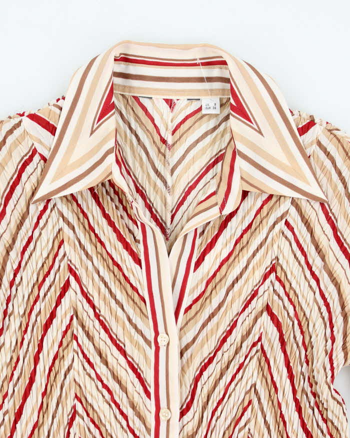Vintage Y2k 00s Pleated Stripe Blouse - S