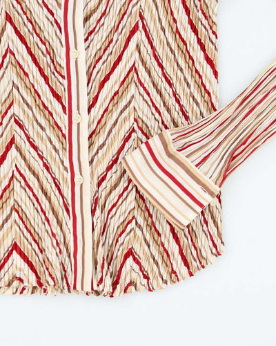 Vintage Y2k 00s Pleated Stripe Blouse - S