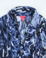 Vintage Y2k 00s Sunny Leigh Blue Ruffle Pleated Blouse - XL