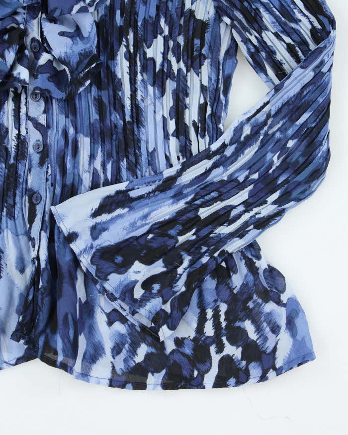 Vintage Y2k 00s Sunny Leigh Blue Ruffle Pleated Blouse - XL