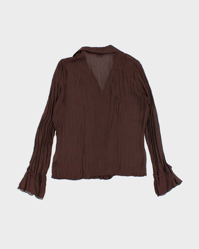 Vintage 90s Jessica Brown Ruffle Mesh Blouse - L