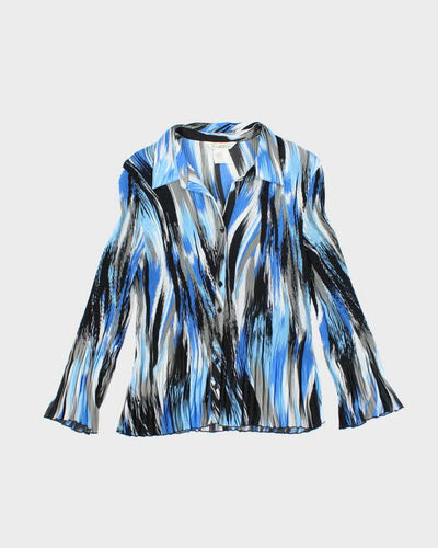Vintage Y2k 00s Tradition Blue Pleated Blouse - L