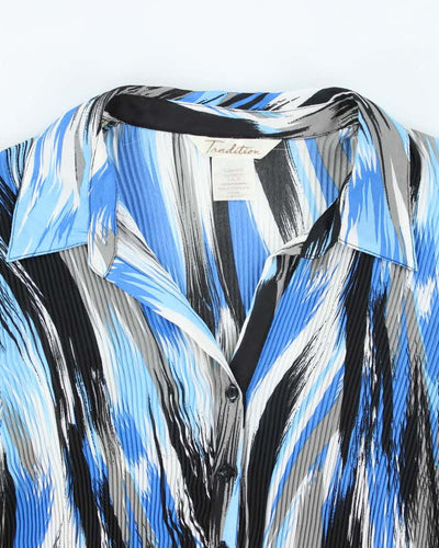Vintage Y2k 00s Tradition Blue Pleated Blouse - L