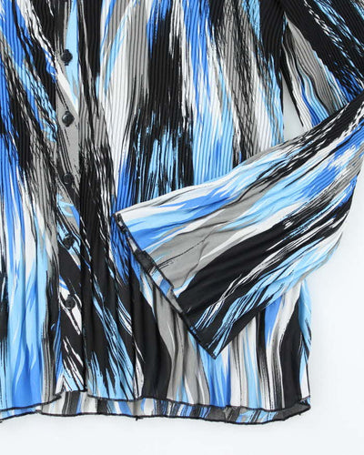 Vintage Y2k 00s Tradition Blue Pleated Blouse - L