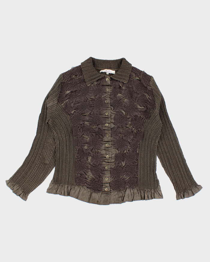 Vintage 90s Khaki Textured Blouse - M