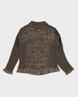 Vintage 90s Khaki Textured Blouse - M