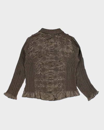 Vintage 90s Khaki Textured Blouse - M