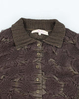 Vintage 90s Khaki Textured Blouse - M