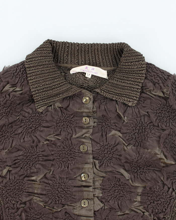 Vintage 90s Khaki Textured Blouse - M