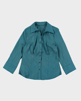 Vintage 90s Turquoise Blouse - M