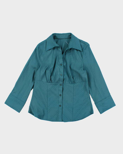 Vintage 90s Turquoise Blouse - M
