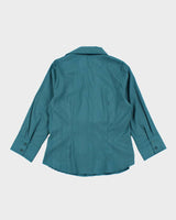 Vintage 90s Turquoise Blouse - M