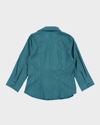 Vintage 90s Turquoise Blouse - M