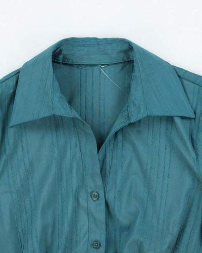 Vintage 90s Turquoise Blouse - M