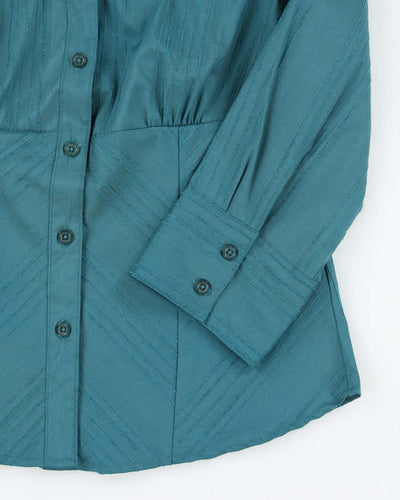 Vintage 90s Turquoise Blouse - M