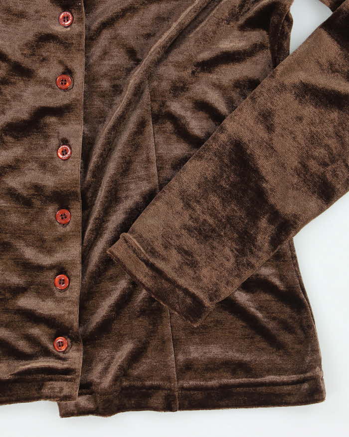 Vintage 80s Morgan De Toi Brown Velvet Blouse - S