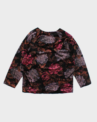 Vintage 90s Diamond Lea Gown Floral Velvet Top - XL
