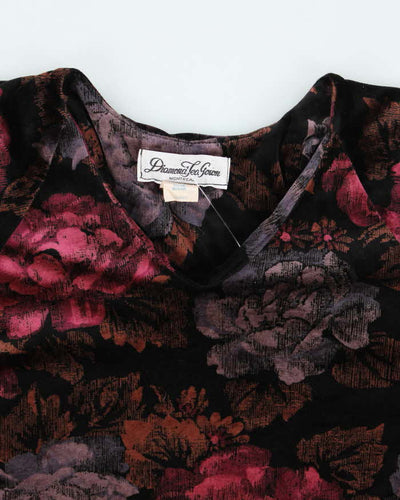 Vintage 90s Diamond Lea Gown Floral Velvet Top - XL