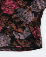 Vintage 90s Diamond Lea Gown Floral Velvet Top - XL