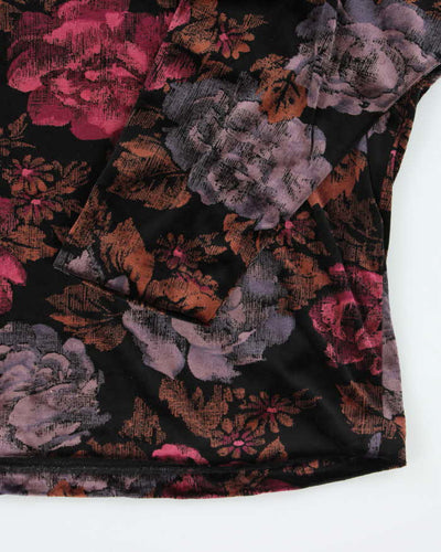 Vintage 90s Diamond Lea Gown Floral Velvet Top - XL
