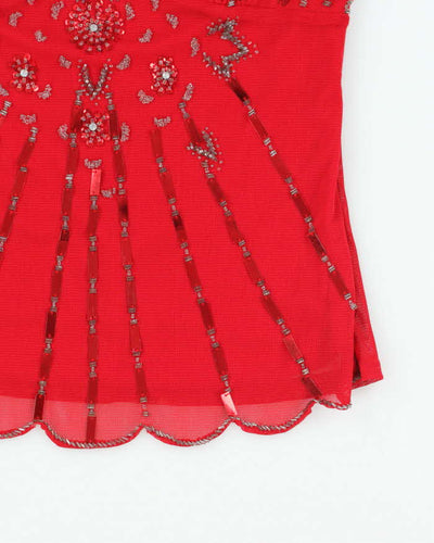 Vintage Y2k 00s Red Sequin Beaded Cami - S