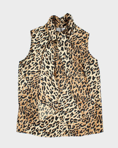 Vintage Y2k 00s Kasper Leopard Print Stain Top - M
