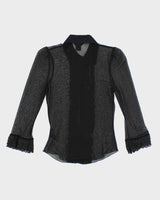 Vintage Y2k 00s Guess Lace Sheer Ruffle Blouse - S