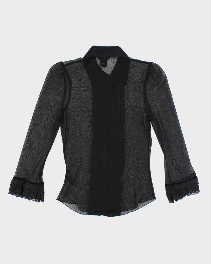 Vintage Y2k 00s Guess Lace Sheer Ruffle Blouse - S