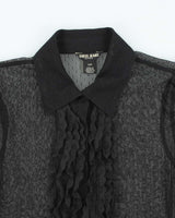 Vintage Y2k 00s Guess Lace Sheer Ruffle Blouse - S