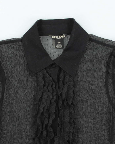 Vintage Y2k 00s Guess Lace Sheer Ruffle Blouse - S