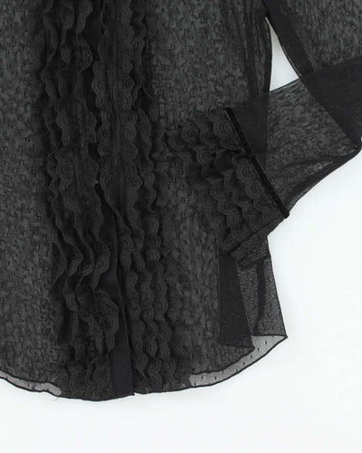 Vintage Y2k 00s Guess Lace Sheer Ruffle Blouse - S