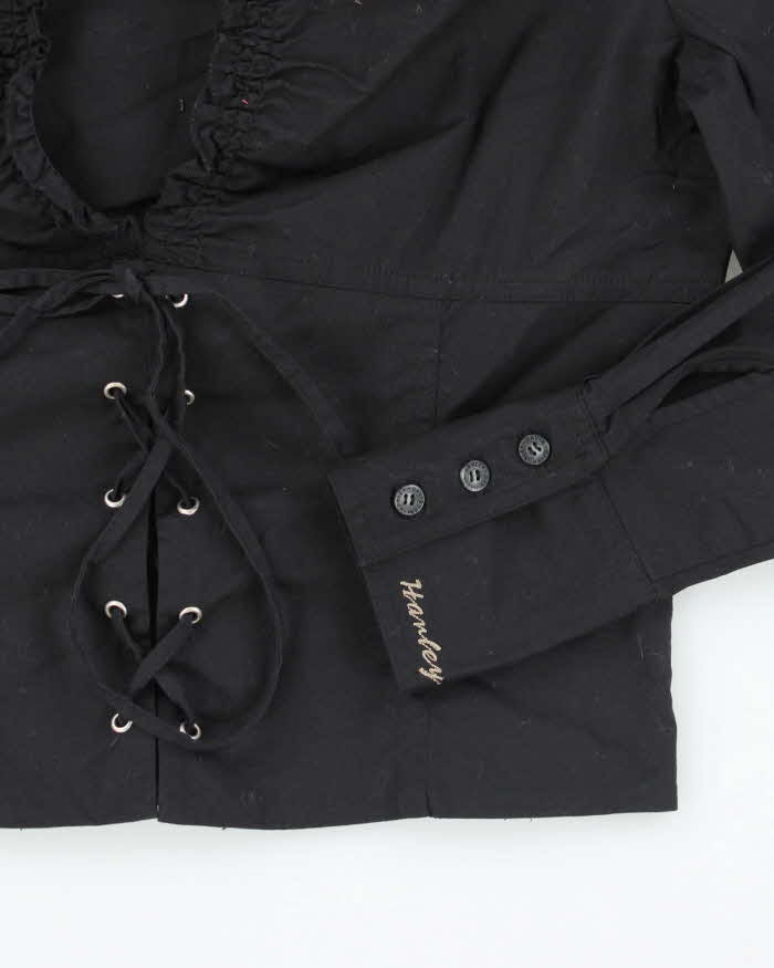 Vintage Y2k 00s Harley Davidson Lace-Up Blouse - M