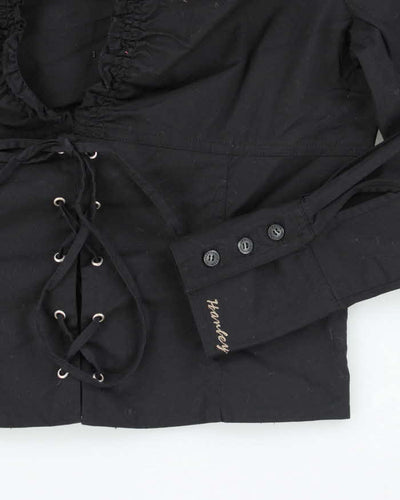 Vintage Y2k 00s Harley Davidson Lace-Up Blouse - M