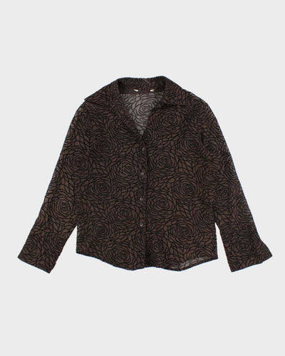 Vintage Y2k 00s Sheer Pattern Blouse - L
