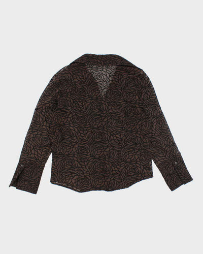 Vintage Y2k 00s Sheer Pattern Blouse - L