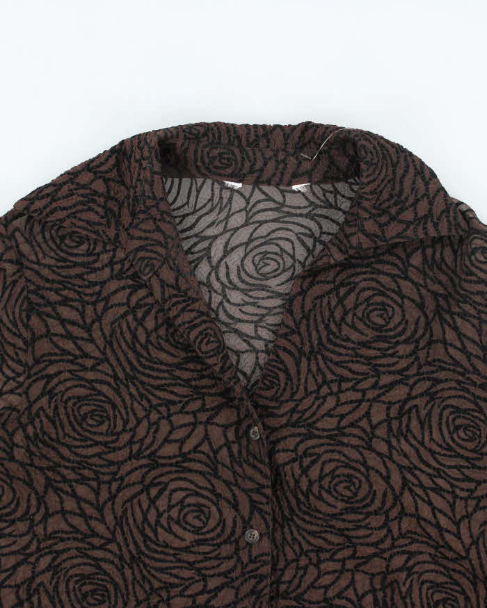 Vintage Y2k 00s Sheer Pattern Blouse - L