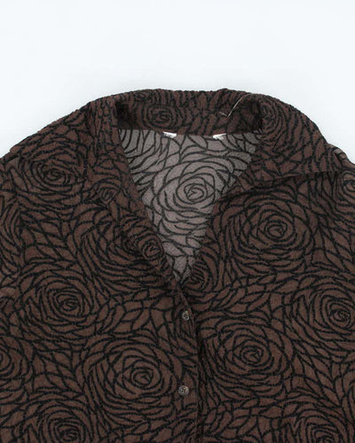Vintage Y2k 00s Sheer Pattern Blouse - L