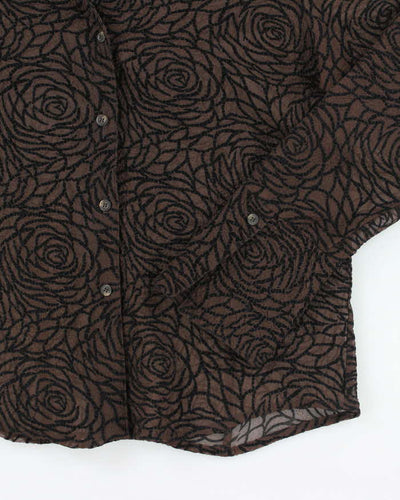 Vintage Y2k 00s Sheer Pattern Blouse - L